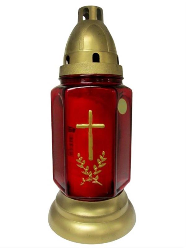Photo of Grave Lantern Glass Red+ Cand 10inch 200g Pk8