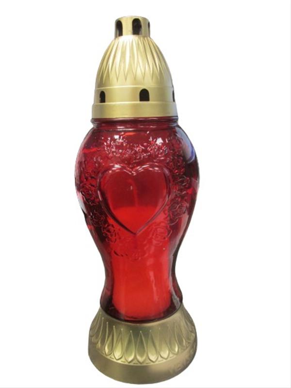 Photo of Heart Lge Red Glass Grave Candle 30cm/12' Pk5