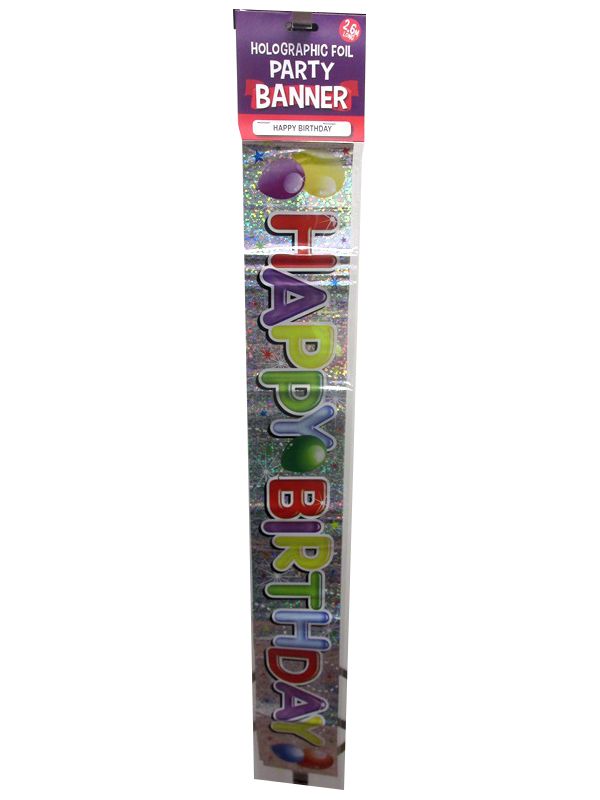 Photo of Happy Birthday Banner Holographic 2.6m Pk24