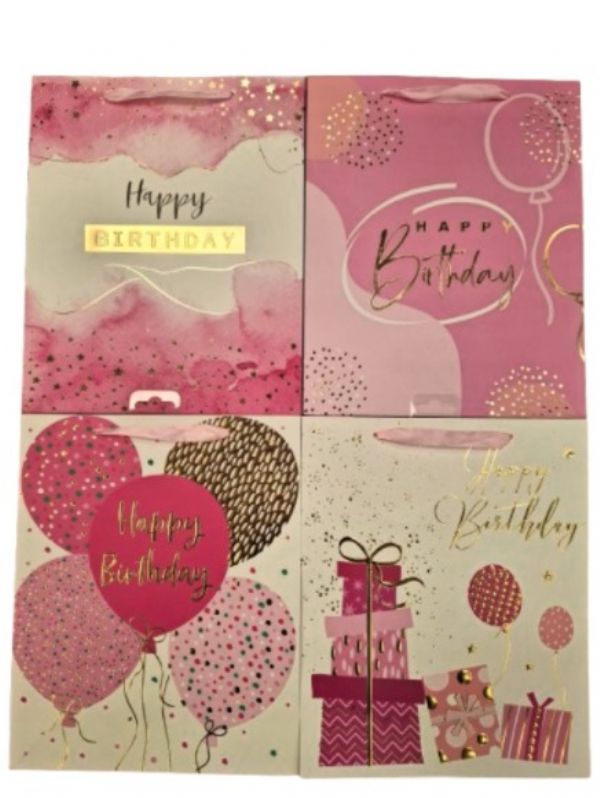 Photo of Powerful Pink Bday Gift Bag Large 4 Asst Pk12