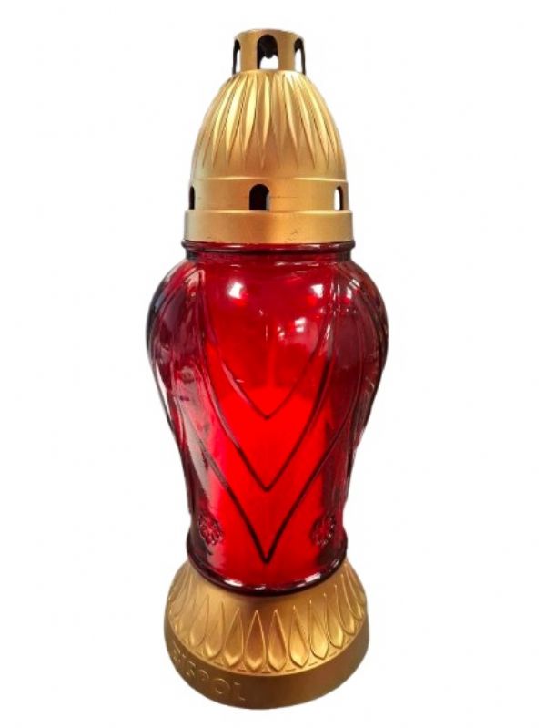 Photo of Lge Red Grave Glass Candle 9'/20cm Pk5