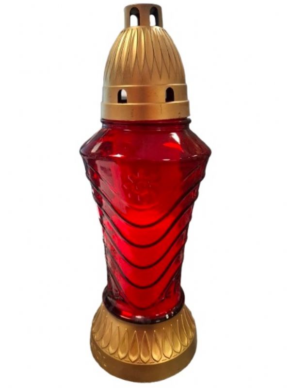 Photo of Lge Ribbed Glass Grave Candle 10'/23cm Pk5