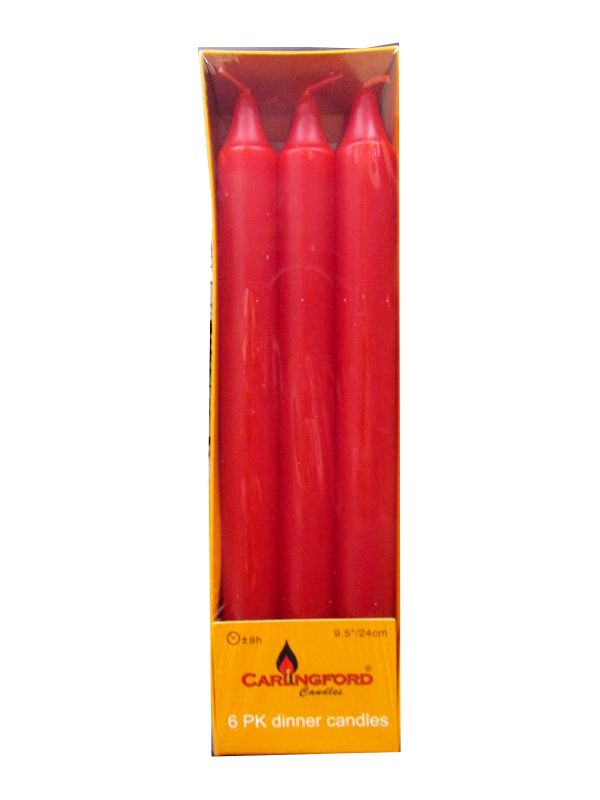 Photo of Dinner Candles Red 9.5'/24cm  Pk24x6's 8hrs