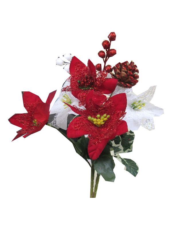 Photo of Poinsettia Spray  Frosted Insert Berry Pk24