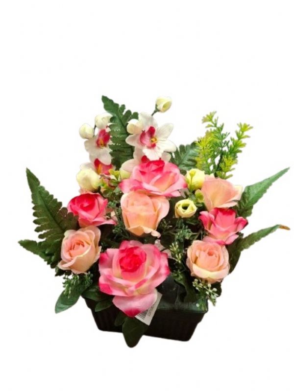 Photo of Small Orchid With Rose Grave Pot Pk8