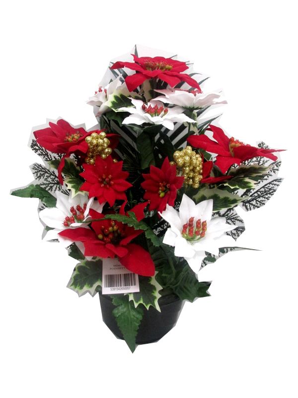 Photo of Double Poinsettia Berry Grave Pot Pack 6