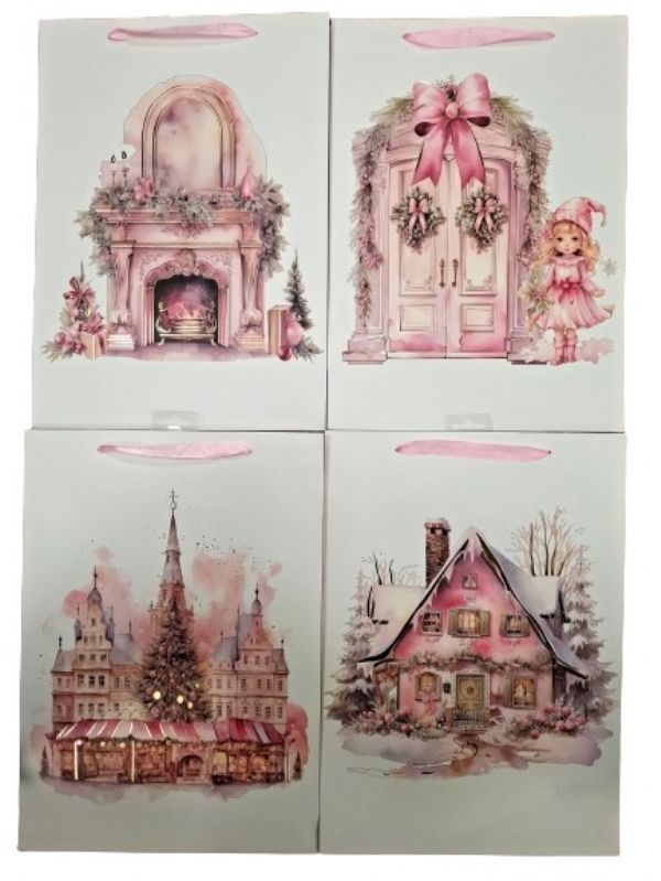 Photo of Traditional Pastel Xmas Ex Lge Gift Bag Pk12