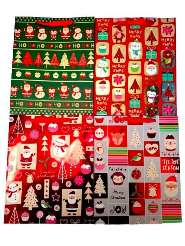 Photo of Festive Asst Large Xmas Gift Bag Pk12