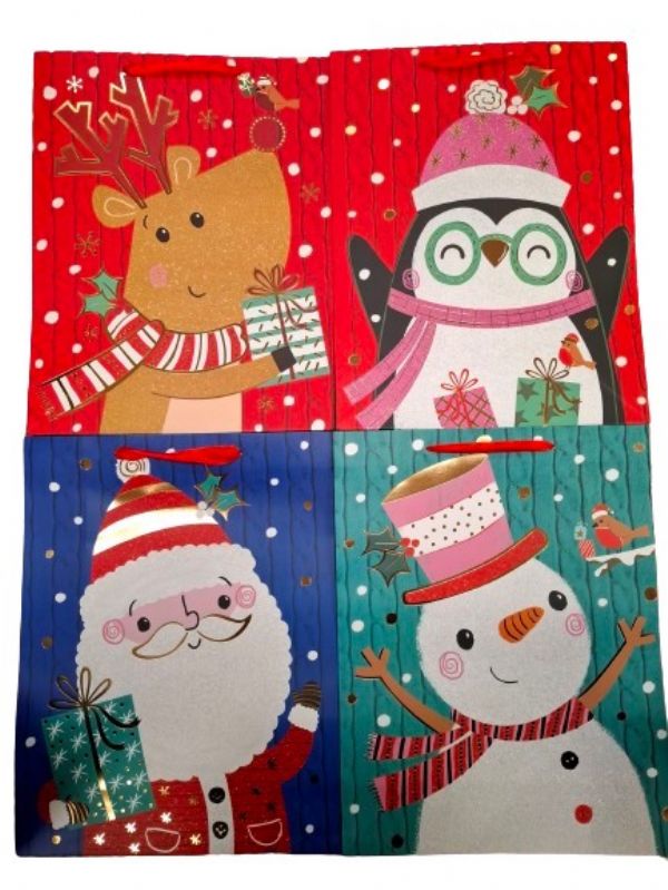 Photo of Santa Reindeer Snowman Lge Gift Bag Pl12