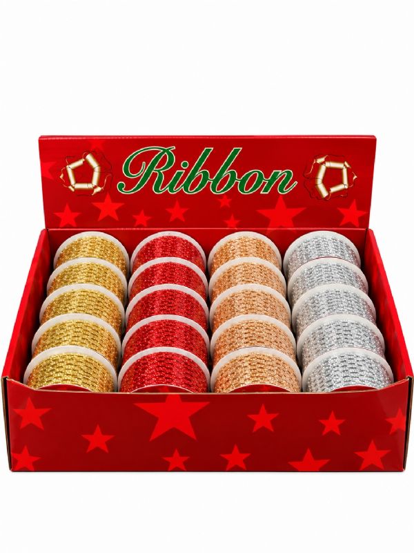 Photo of Glitter Mesh Christmas Ribbon 4 Asst Pk20