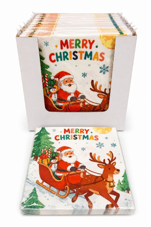 Photo of Santa Sleigh 3ply Xmas  Napkins Pk10