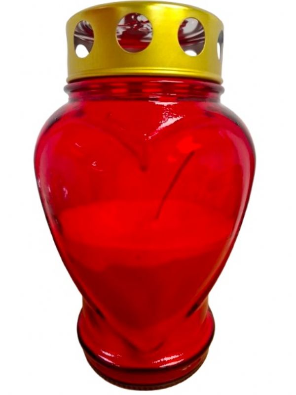 Photo of Glass Heart Shape Grave Candle 7'/18cm Pk8